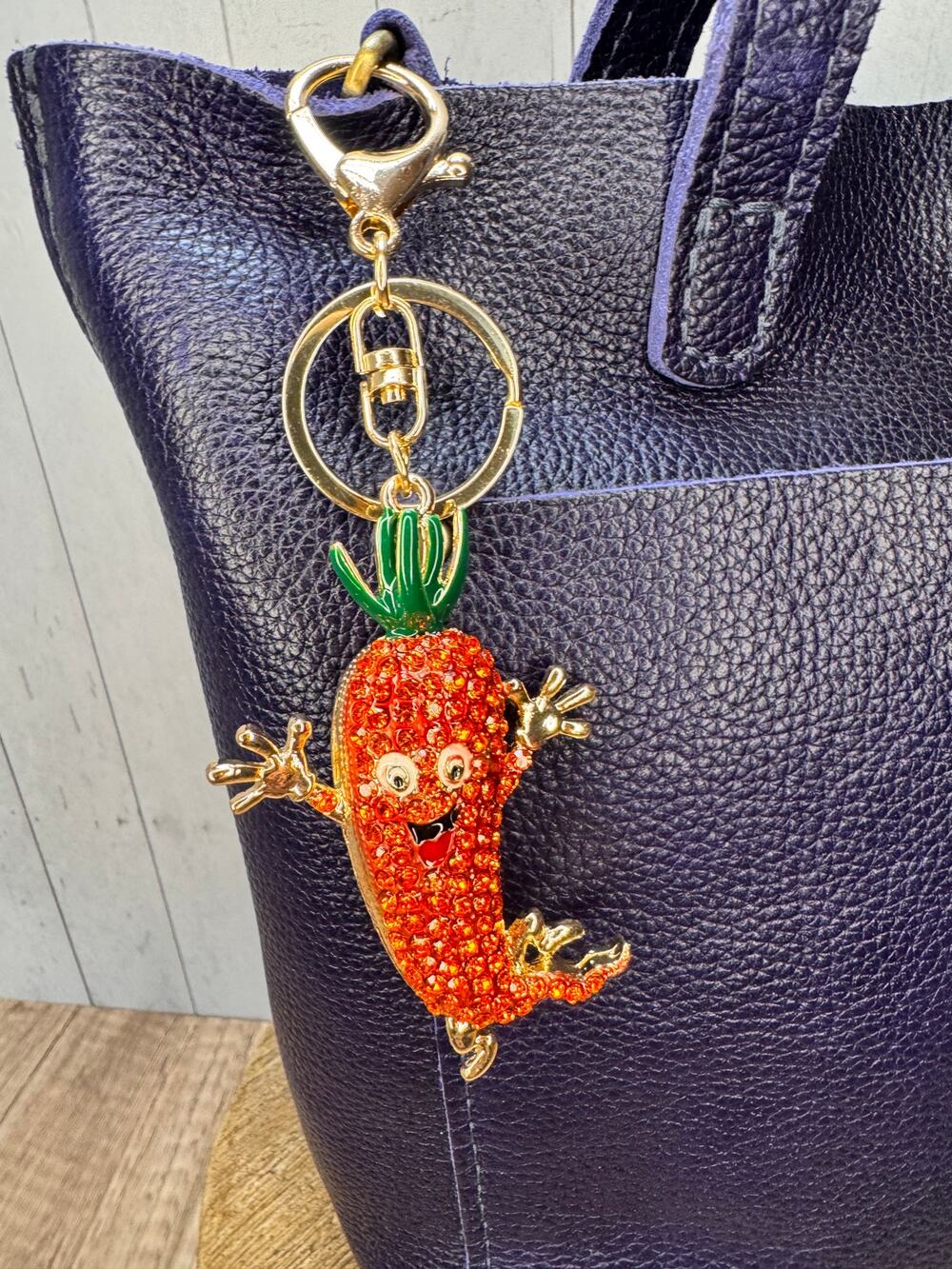 Sparkly Carrot Purse Charm Sequins Cute Vegetable Bag Charm Gift For Her